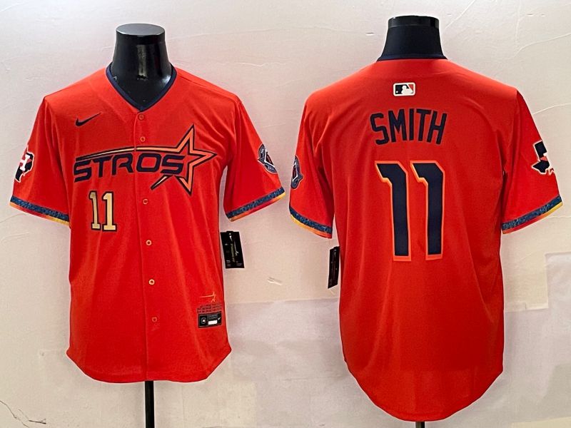 Men Houston Astros #11 Smith Orange Five generation Joint Name Nike 2025 MLB Jersey style 9